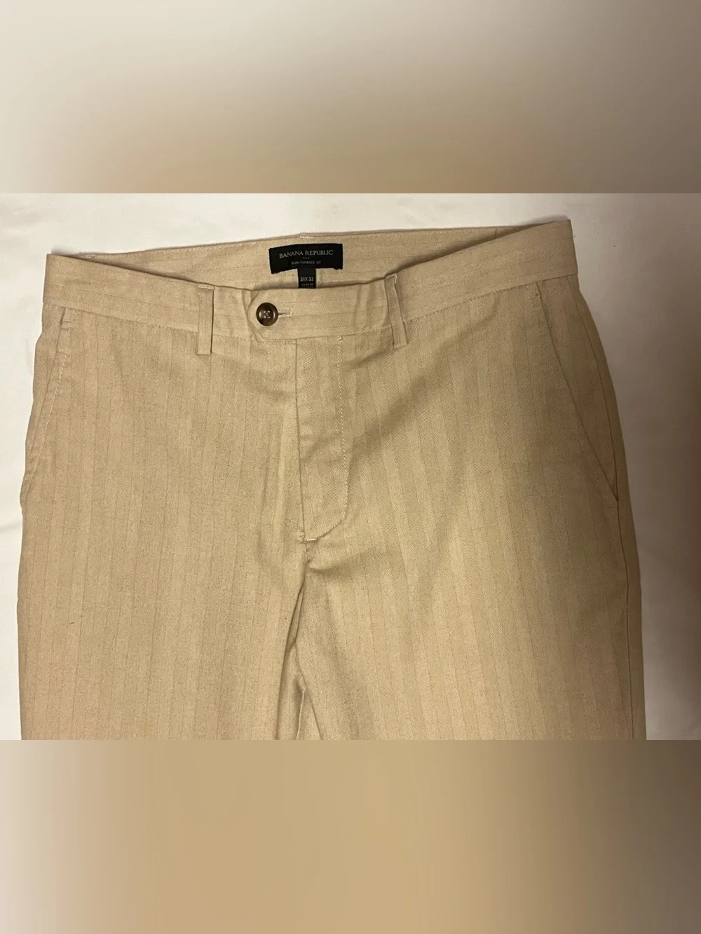 Banana Republic Slim Tapered Fit Khaki Herringbone Dress Pants Mens 31x32 Preppy